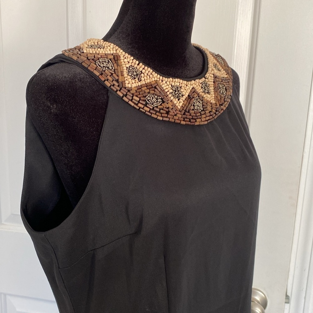 AB Studio little black cocktail dress with beaded collar. - Picture 3 of 13